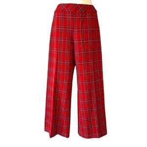 70s red plaid polyester wide leg pants slacks high waist vintage White Stag